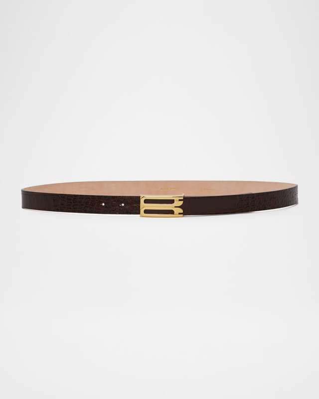 Gold-Plated B-Logo Leather Belt